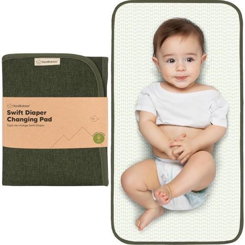 KeaBabies Portable Diaper Changing Pad, Easy Wipe Clean - Foldable Waterproof Baby Changing Mat for Diaper Bag, Compact, Lightweight, 25x13 Newborn, Infant, Baby Changer Travel Essential (Dark Olive)