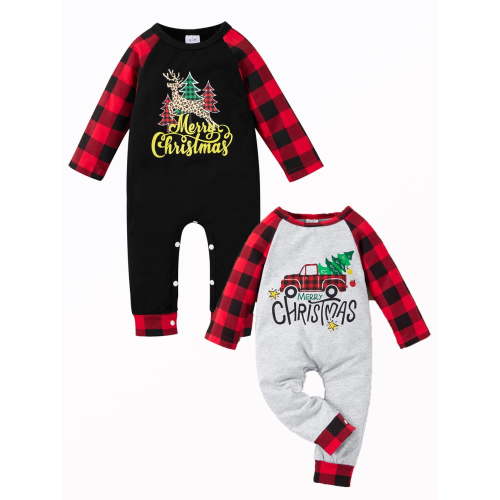 Bullpiano Todder Baby Boys Christmas Jumpsuit Newborn Romper Long Sleeve One-Piece Outfits 0-18Months
