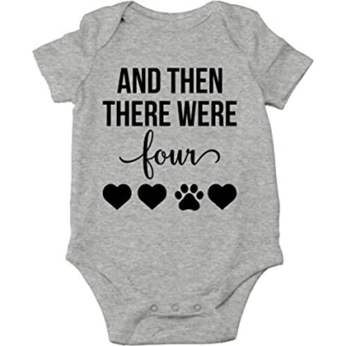 AW Fashions And Then There Were Four - My Siblings Have Paws - New To The Crew - Cute One-Piece Infant Baby Bodysuit