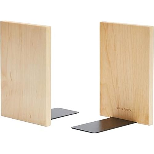 Pandapark Wood Decorative Bookends,Non-Skid Bookend for Shelves,Heavy Duty Bookends,Book Stand for Books/CDs,1 Pair
