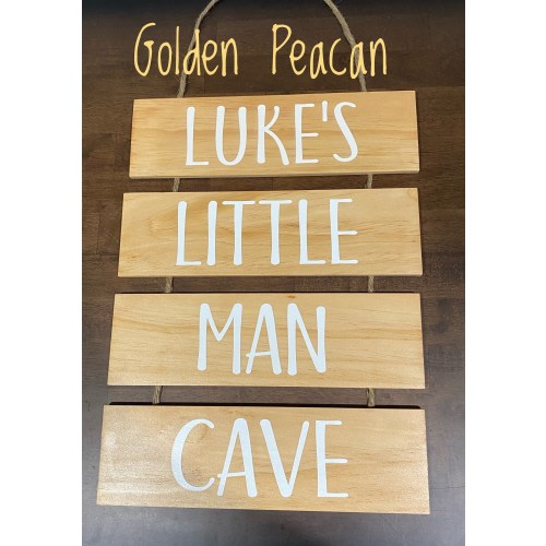 PERSONALIZED Little Man Cave Sign with Rope - Golden Peacan