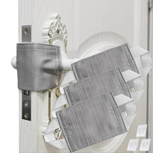 SLIFEOW Door Silencer, Quiet Door Closer Cushion, Padded Door Latch Cover for Baby, Nursery, Light Sleepers Noise Reduced Prevent from Locking for Toddler Safety - 4.1 * 3.1 inch, Medium Gray, Pack-3