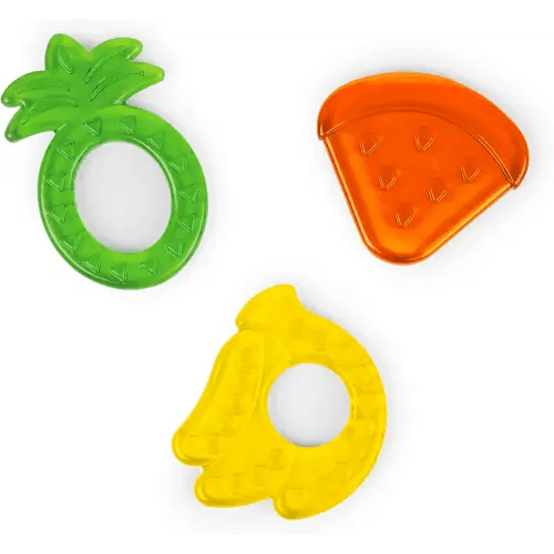 Bright Starts Juicy Chews 3-Pack Textured Teethers - Watermelon, Pineapple, Banana - BPA Free, Unisex, 3 months +