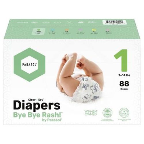 Parasol Clear+dry Natural Disposable Diapers - Size 1 - 88ct