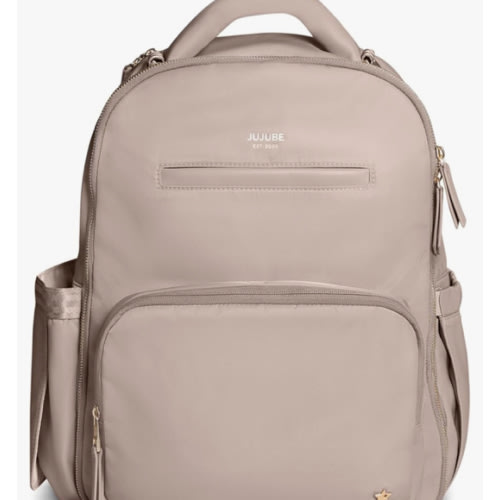 JuJuBe New Classic Diaper Bag Backpack with Portable Changing Pad, Baby Stroller Straps, Large Travel Backpack for Boy or Girl, For Carrying Baby Bottles, Baby Wipes, Diapers, Pacifiers, Taupe