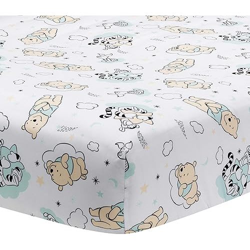 Lambs & Ivy Disney Baby Winnie The Pooh Hugs White Fitted Crib Sheet