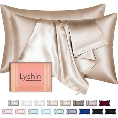 Mulberry Silk Pillow Cases 2 Pack Standard Size 20x26 Inches with Hidden Zipper, Ultra Smooth and Soft Breathable Cooling Silk Satin Pillowcase Set of 2, Better for Hair and Skin, Gifts for Women Men