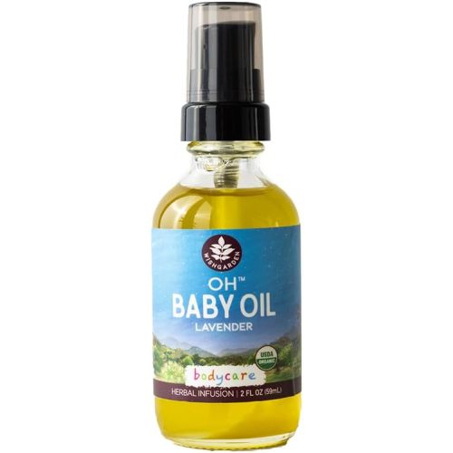 WishGarden Herbs Oh Baby! Lavender Oil - USDA Certified Organic Baby Oil with Lavender & Calendula, Calming for Sleep, Baby Massage For Newborn, No Added Fragrance, 2oz Bottle