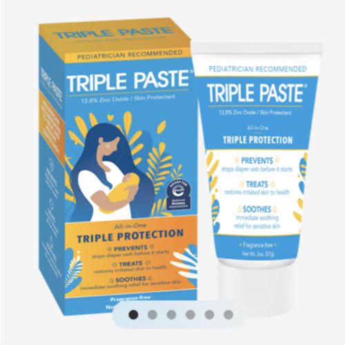 Triple Paste Diaper Rash Cream for Baby - 3 oz Tube - Zinc Oxide Ointment Treats, Soothes and Prevents Diaper Rash - Pediatrician-Recommended Hypoallergenic Formula with Soothing Botanicals