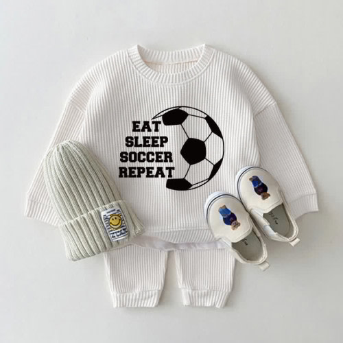 EAT SLEEP SOCCER REPEAT Baby Waffle 2-piece Set