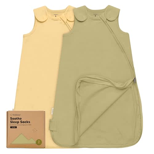 2-Pack Organic Baby Sleep Sacks, 100% Cotton - Soft & Breathable 0.5TOG Baby Wearable Blanket, Toddler Sleeping Sack 0-6 Months, Easy to Wear Transitional Swaddles for Newborns, Infants (Avocado, S)