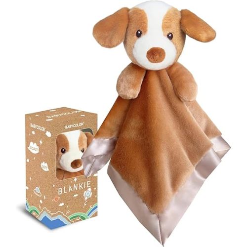 Dog Security Blanket for Baby Boy Girl, 15" Soft Loveys for Babies, Dog Lovey Blanket Great Gifts for Birthday Baby Shower, Puppy Blankie