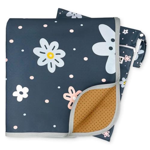 51" Heavy Duty Baby Splat Mat for Under High Chair | Includes Wet Bag | Premium Washable Toddler Mat | Baby Led Weaning | High Chair Mat for Floor | Craft Mat | Splash Mat (Wild Flower)