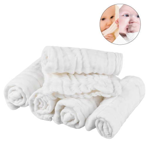 Pretty See Soft Cotton Baby Towels Newborn Baby Wash Cloths, Towels for Sensitive Skin, White, Set of 5