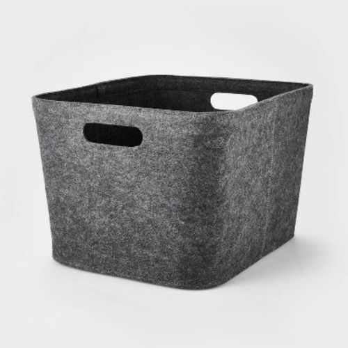10.5" X 14" Medium Felt Basket With Stitching Oatmeal - Brightroom™