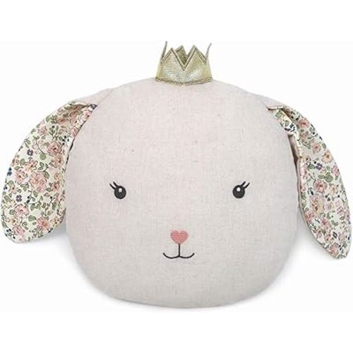 MON AMI Faith Bunny - Almohada decorativa de conejo de 12 x 11 pulgadas, cojín de peluche de conejo, almohada decorativa para guardería, cama, sofá, bonita decoración de habitación
