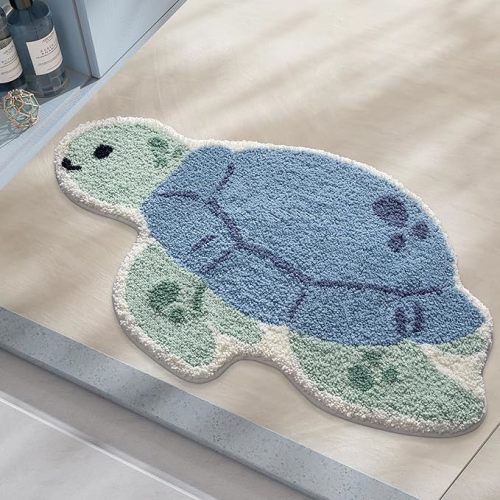 Ocean Animal Play Mat 20x33 Inch, Cute Animals Large Non Slip Super Soft Plush Area Rug for Kids Room Playroom Nursery Bedroom, Educational Washable Circular Floor Mat for Home Room Decorative