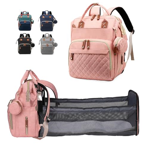 Awanhe Diaper Bag Backpack -Travel EssentialsBaby Bag with Changing Pad, Waterproof Baby Bags for Boys Girls, USB Charging Port, Baby Shower Gifts, Pink