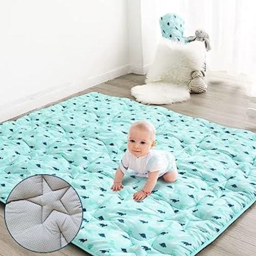 Baby Play Mat for 72'' x 59'' Playpen, Non Slip Cushioned Baby Crawling Mat, Easy Clean Foam, Dinosaur