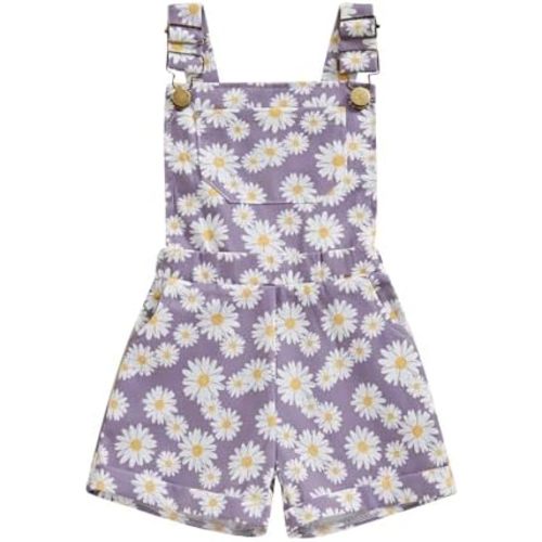 Toddler Baby Girl Sunflower Print Overalls Shorts with Pocket Suspender Trousers Cute Summer Clothing Outfit