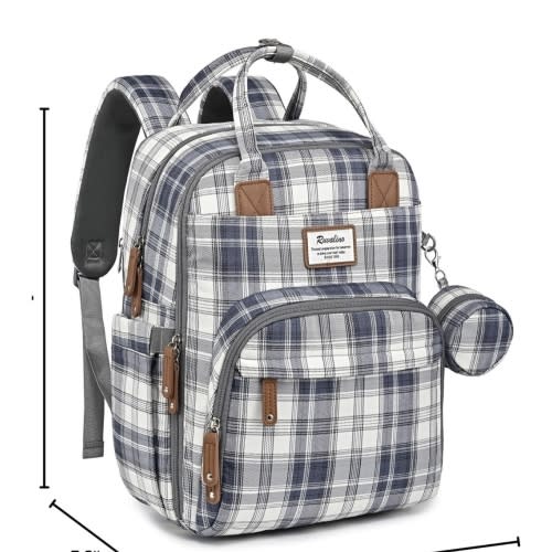 RUVALINO Diaper Bag Backpack - Expandable XL(Blue Plaid)
