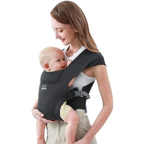 Newborn Carrier, Baby Carrier, Cozy Baby Wraps Carrier, with Hook&Loop for Easily Adjustable, Soft Fabric, Deep Grey