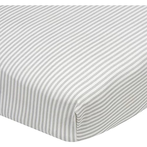 Gerber Baby Boys Girls Neutral Newborn Infant Baby Toddler Nursery 100% Cotton Fitted Bedding Crib Sheet, Stripes Grey, 28" x 52"