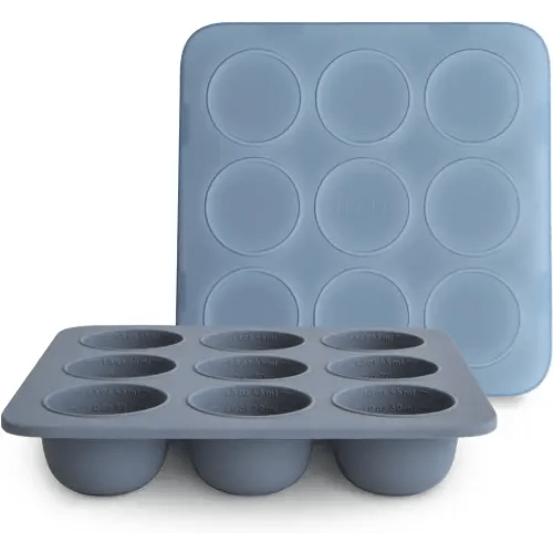 mushie Silicone Baby Food Freezer Tray with Lid | 9 Cups x 1.5oz | BPA Free Storage Container (Tradewinds)