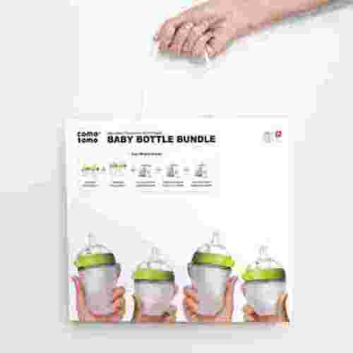 Comotomo Safe Infant Vented BPA-Free Baby Bottle Bundle, Green, 7 Piece Set