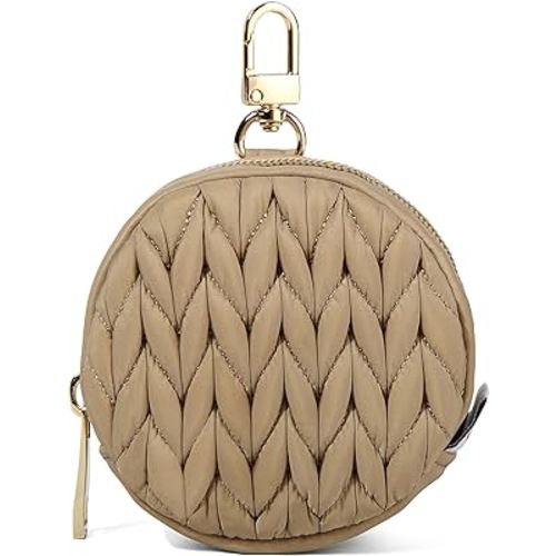 Pacifier Holder Case with Clip, Pacifier Pouch Cover,Pacifier CharmPod with Clasp to Easily Attach to a Diaper Bag for Mom Bag (Beige)