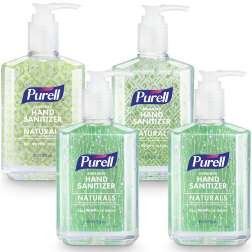 PURELL Advanced Hand Sanitizer Naturals with Plant Based Alcohol, Citrus Scent, 8 fl oz Pump Bottle (Pack of 4) - 9626-06-ECDECO
