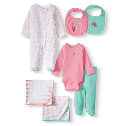 Garanimals Newborn Baby Girl Layette Shower Gift Set, 7-Piece, Preemie-6/9 Months