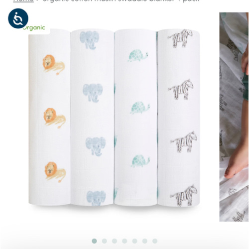 aden + anais | Animal Kingdom Organic Muslin Swaddle Blanket 4pk