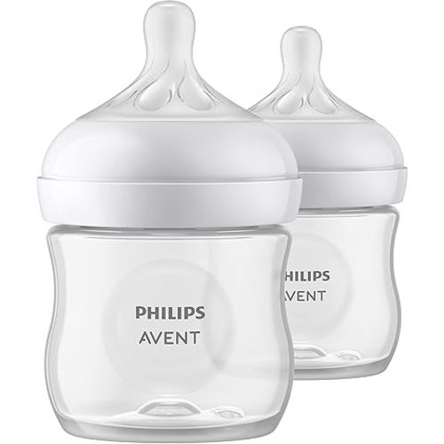 Philips AVENT Natural Baby Bottle with Natural Response Nipple, Clear, 4oz, 2pk, SCY900/02
