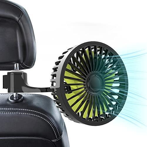 Dealswin USB Car Seat Fans for Backseat: Protable Car Cooling Fan for Car Rear Seat Baby Kids, 3 Speeds and 360 Degree Rotatable Car Rear Seat Headrest Fan for Sedan, SUV, RV, Van Strong Wind
