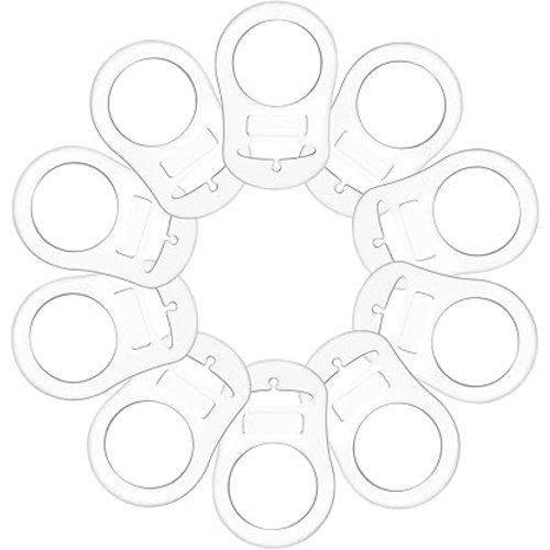 10 Pieces Silicone Adapter Rings Baby Holder and Clip MAM-Compatible (Soft &Transparent)