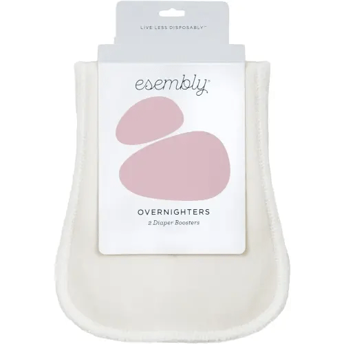 Esembly Overnighters, Cloth Diaper Doubler, Absorbency Booster, Reusable Organic Cotton Diaper Stay-Dry Liner for Nighttime or Heavy Wetters, Super Thirsty Cloth Diaper Insert, One Size, Pack of 2