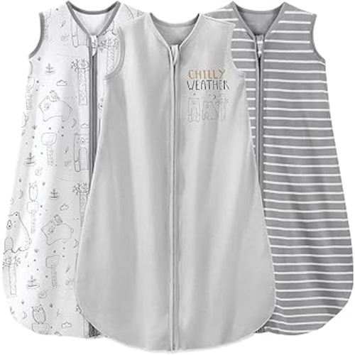 Yoofoss Baby Sleep Sack 6-12 Months Baby Wearable Blanket 100% Cotton 2-Way Zipper Toddler Sleeping Sack, 3 Pack Soft Lightweight Sleep Sacks for Babies