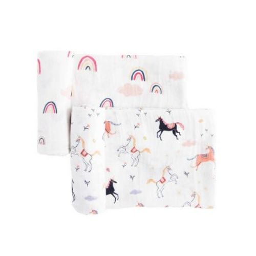 Red Rovr Organic Cotton Muslin Swaddle Blanket - Little Unicorns - 2pk