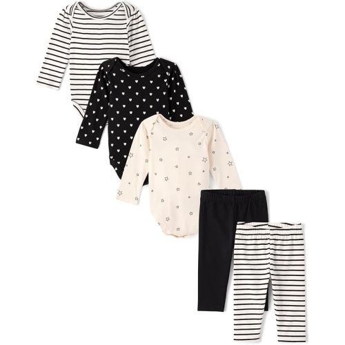 The Children's Place Baby Girls' And Newborn Long Sleeve Bodysuit and Pants, Playwear Sets