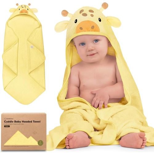 KeaBabies Hooded Baby Towel for Newborn - Viscose Derived from Bamboo Large Baby Bath Towels with Hood for Boys, Girls, Toddler, Extra Absorbent & Soft Newborn Bath Essentials (Giraffe, Regular)