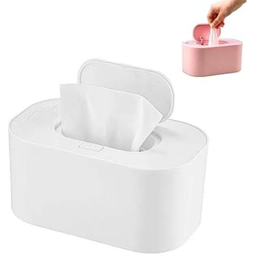 Portable Baby Wipe Warmer, Large Capacity Moist Wipe Dispenser with LED Display, Quiet & Even Heating, Diaper Wipes Warmer for Home Car Travel Use (White)