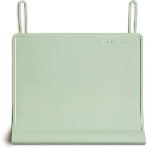 The Table Tyke 100% Silicone Placemat with Teething Edge Bumper/Spill Stopper | Dishwasher Safe, Travel Ready Non-Slip Suction Activity Mat for Infants, Babies, Toddlers, Children, Kids (Sage Green)
