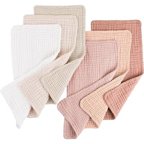 Konssy Muslin Baby Burp Cloths Sets for Unisex- 6 Pack Large 100% Cotton Burping Clothes for Newborn,Baby Girls and Boys