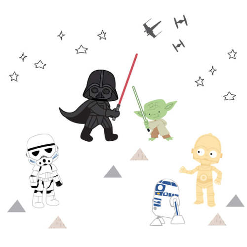 Star Wars Classic Wall Decals - Yoda, Darth Vader, R2-D2, C-3PO – Lambs & Ivy