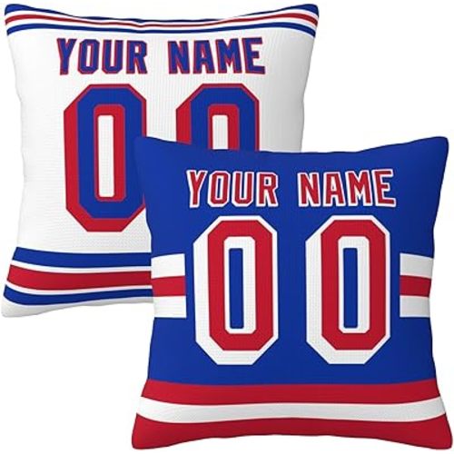 Custom Pack of 2 Throw Pillow Covers Pillow Cases Set Gifts for Men Hockey Fans Add Name & Number Personalized, 18x18, 16x16