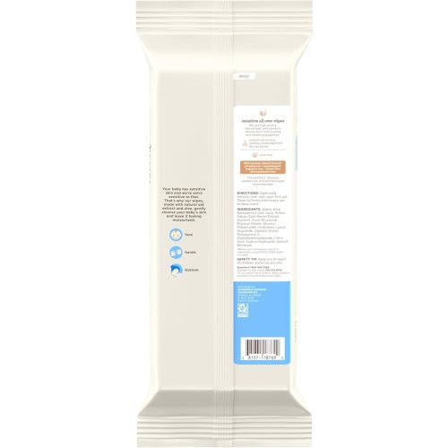 Aveeno Baby Sensitive All Over Wipes with Aloe & Natural Oat Extract for Face, Bottom, Hands & Body, pH-Balanced, Hypoallergenic, Fragrance-, Phenoxyethanol- & Alcohol-Free, 64 ct per pack