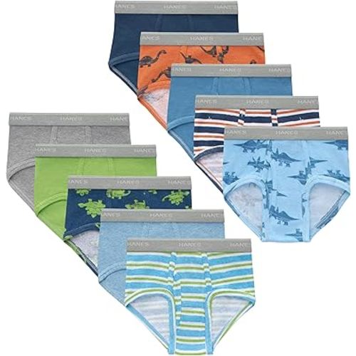 Hanes Boys' Brief Underwear, Cotton Underwear for Boys, No Ride-Up Briefs, 6 and 10 Packs