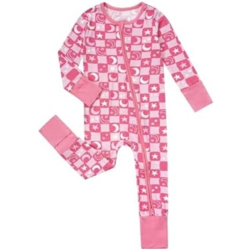 Teach Leanbh Unisex Baby Bamboo Viscose Pajamas with Mittens and Feet Cuffs 2 Way Zipper Long Sleeve Romper Sleep and Play