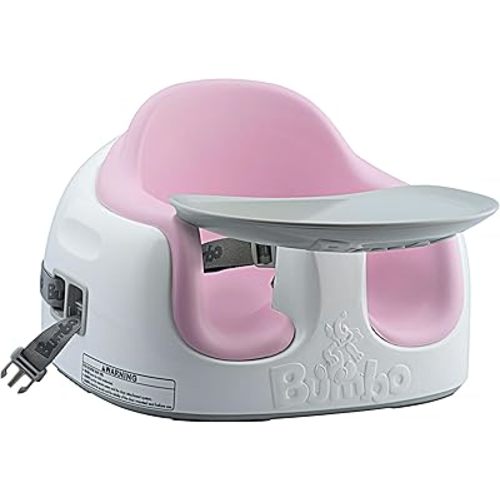 Bumbo 3-in-1 Multi-Seat for 6 to 36 Months, Travel Baby Feeding & Play Floor Seat, All-in-One Portable Booster with Tray & Toddler High Chair, Cradle Pink